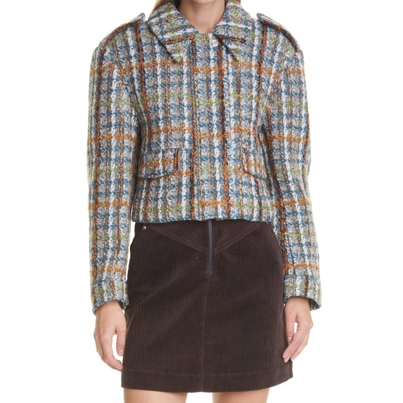Remain Birger Christensen Jackets & Blazers - Remain Birger Christensen Aegean Blue Comb Lona Boxy Crop Jacket NWT Size 8